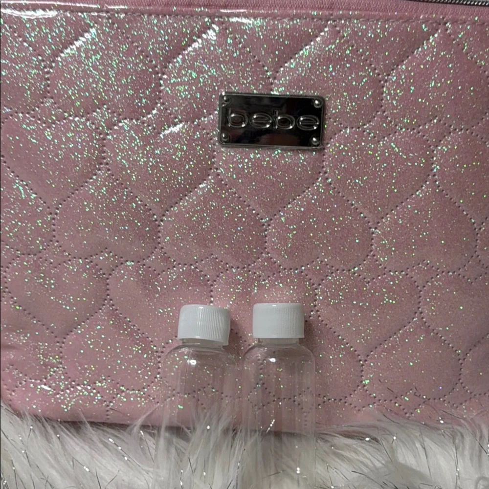 ✨ Bebe Glittery Pink Quilted Cosmetic Bag – Glam On the Go! ✨ - Picture 6 of 10